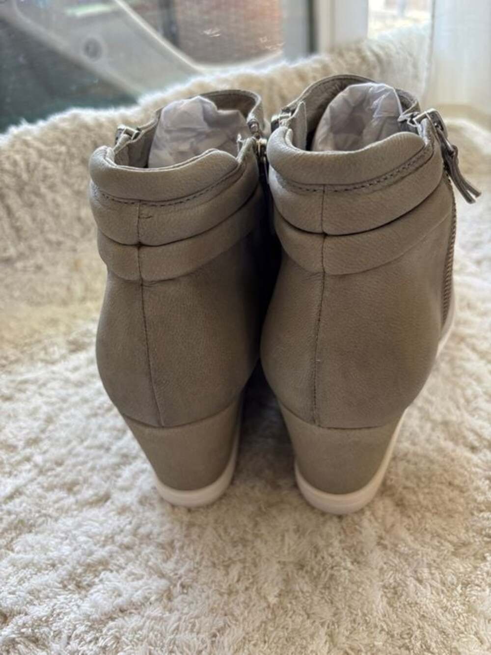 Paolo Taupe Wedge Ankle Boots with White Sole - Picture 3 of 5